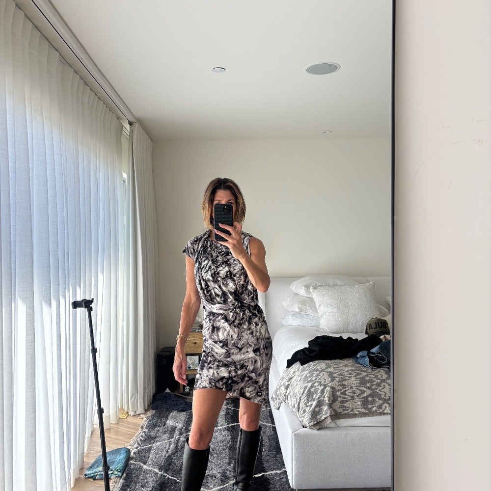 Modern black and white screen print dress